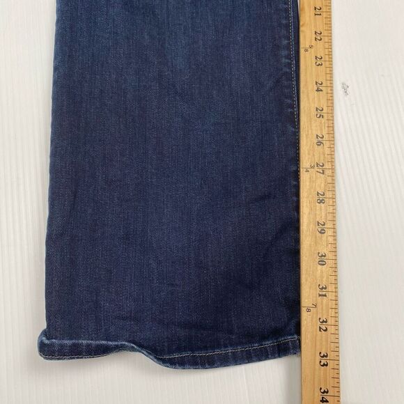 7 For All Mankind Men's Blue Jeans Size 36 Blue Breett Stretch Distressed Bottom - Picture 6 of 12